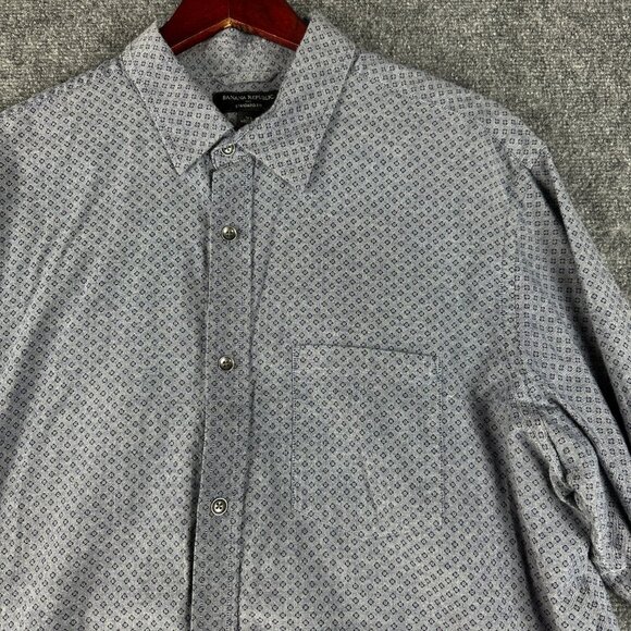 Banana Republic Shirt Mens XL Standard Fit Button Up Blue CottonPrint Pocket - Picture 3 of 7